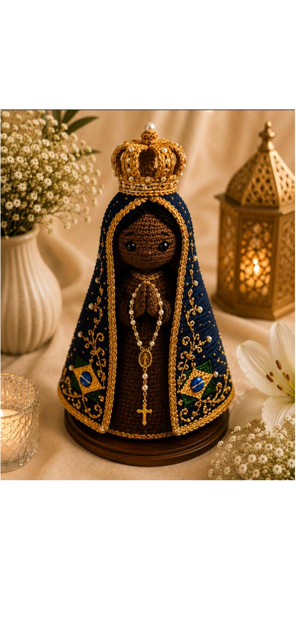 Nossa Senhora Aparecida - manto azul estrelado com coroa dourada